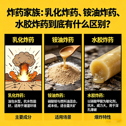 广陵炸药家族：乳化炸药、铵油炸药、水胶炸药到底有什么区别？